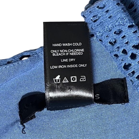 Ali Miles Size 1X Blue Lace Overlay Tunic Top Ruffle Tiered Lagenlook 3/4 Sleeve - Picture 9 of 10